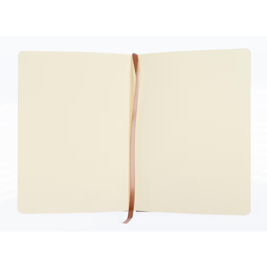 Kangaro Kangaro Schetsboek A5 80 blad 140gr roomwit met elastiek en lint, Cognac