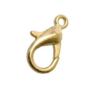 Lobster slot - karabijnsluiting 12mm  5st. Goud