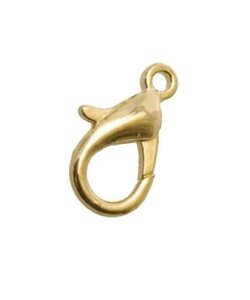 Lobster slot - karabijnsluiting 15mm 5st. Goud