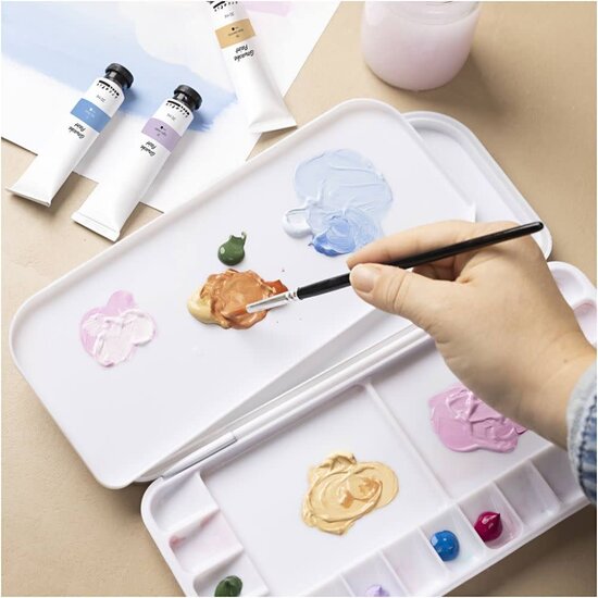 Creativ Company Schilderspalet met Deksel 27x12,7x2,3 cm zilver, wit