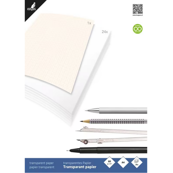 Kangaro Transparant papierblok A4 80 gr. 24 vellen