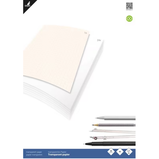 Kangaro Transparant papierblok A3 80 gr. 24 vellen