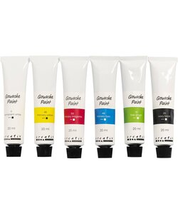 Gouacheverf, standaardkleuren, 6x20ml