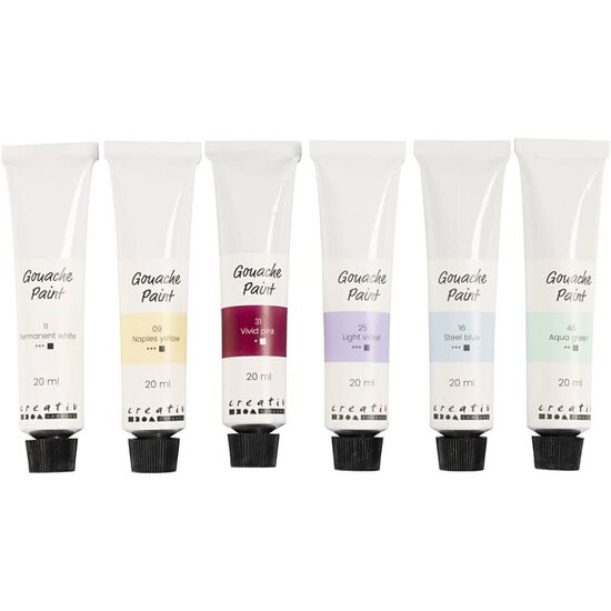 Creativ Company Gouacheverf, pastelkleuren, 6x20ml
