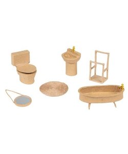 Decopatch papier mache 6 miniatuur accessesoires - Badkamer