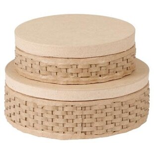 Decopatch papier mache rond gevlochten dozen 2st 15x15x4,5 cm, 18x18x6 cm.