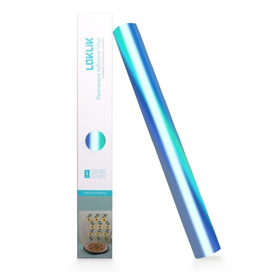 LOKLiK LOKLiK Permanent Zelfklevend Vinyl Holografisch Aqua Blauw 30,5x90cm