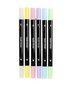 Textielstiften, lijndikte 2,3+3,6 mm, 6st, pastelkleuren
