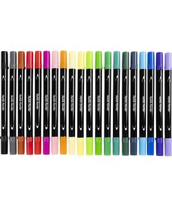 Textielstiften, lijndikte 2,3+3,6 mm, 20st, standaardkleuren