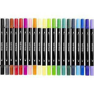 Textielstiften, lijndikte 2,3+3,6 mm, 20st, standaardkleuren