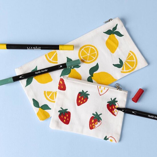 Creativ Company Textielstiften, lijndikte 2,3+3,6 mm, 20st, standaardkleuren