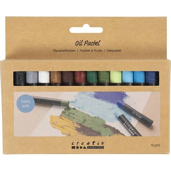 Creativ Company Olie pastels, dikte 11 mm, 12st, Natuurlijke kleuren