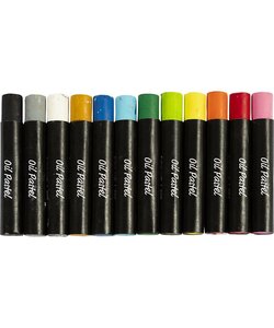 Oliepastels, dikte 11 mm, 12st, standaard kleuren