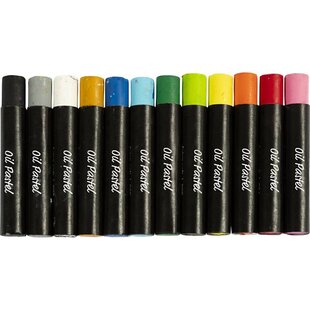 Oliepastels, dikte 11 mm, 12st, standaard kleuren