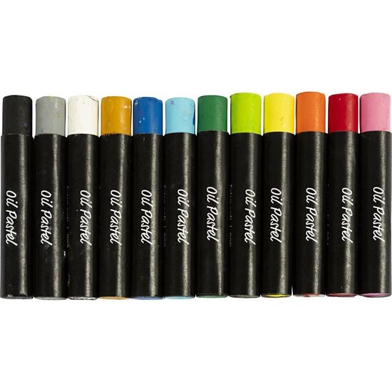 Creativ Company Oliepastels, dikte 11 mm, 12st, standaard kleuren