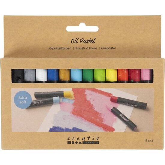 Creativ Company Oliepastels, dikte 11 mm, 12st, standaard kleuren