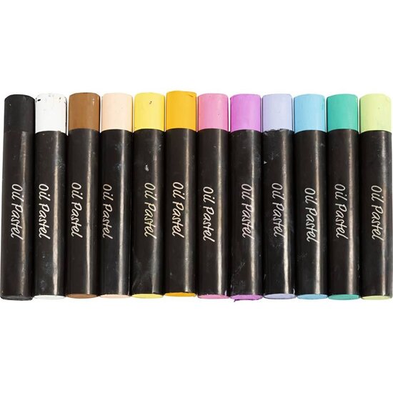 Creativ Company Oliepastels, dikte 11 mm, 12st, pastel kleuren