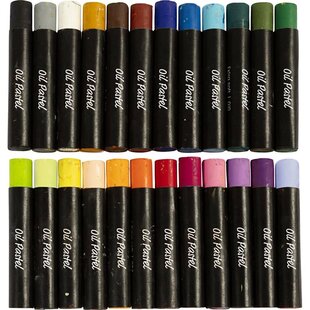 Oliepastels, dikte 11 mm, 24st, pastel kleuren