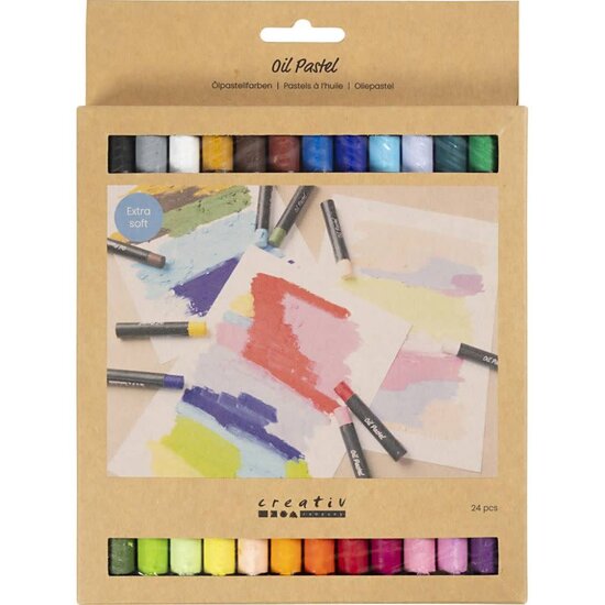 Creativ Company Oliepastels, dikte 11 mm, 24st, pastel kleuren