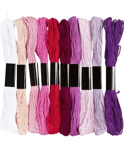Borduurgaren 10x8m, 1 mm, paars/roze harmonie