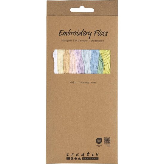 Creativ Company Borduurgaren 10x8m, 1 mm, pastelkleuren