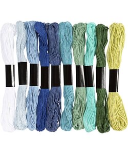 Borduurgaren 10x8m, 1 mm, blauw/groen harmonie