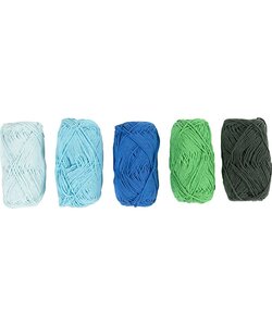 Katoengaren 5x50m, blauw/groen harmonie