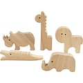 Creativ Company Houten dieren H: 3-14,5 cm, dikte 2 cm, 10st Safari