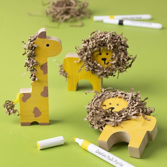 Creativ Company Houten dieren H: 3-14,5 cm, dikte 2 cm, 10st Safari
