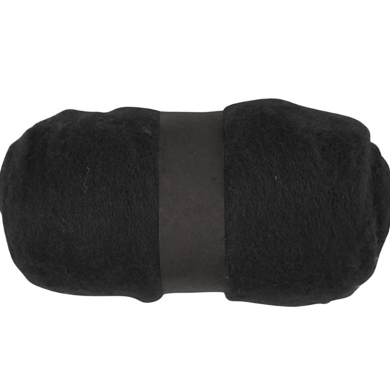 Creotime Gekaarde Wol 100 gr. Zwart