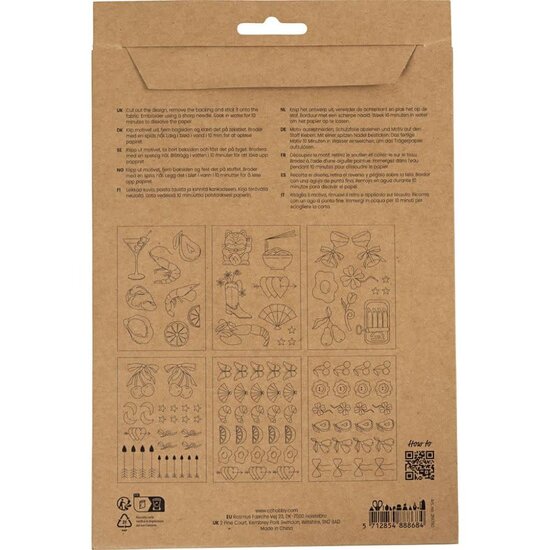 Creotime Wateroplosbare Borduurvellen, 6vel, patroon