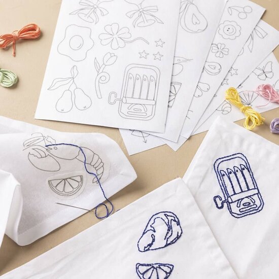 Creotime Wateroplosbare Borduurvellen, 6vel, patroon