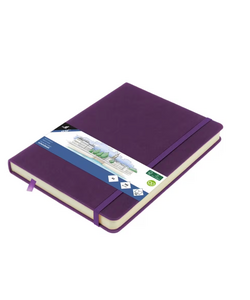 Kangaro Schetsboek A5 80 blad 140gr roomwit met elastiek en lint, Purple heart
