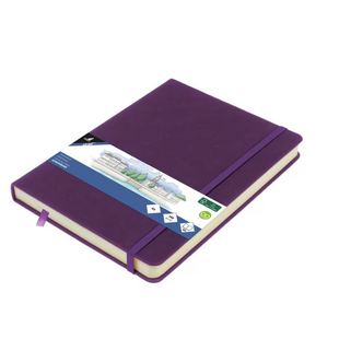 Kangaro Schetsboek A5 80 blad 140gr roomwit met elastiek en lint, Purple heart