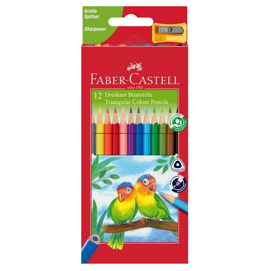 Faber Castell Kleurpotlood Faber-Castell driekant kartonnen etui á 12 stuks