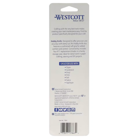 Westcott Hobbymes Westcott met beschermdop incl. 4 reserve mesjes in beschermhoes