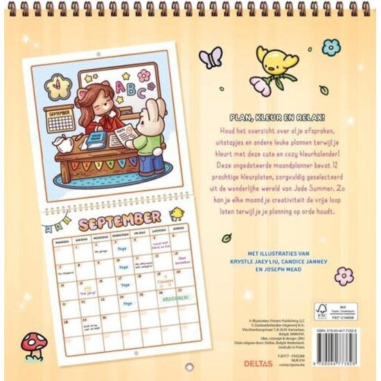 Deltas Cute& Cozy Kleurkalender een comfy maandplanner Jade Summer