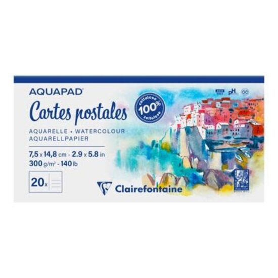 Clairefontaine Aquarel postcards 7,5x14,8cm, 300gr, 20 vel