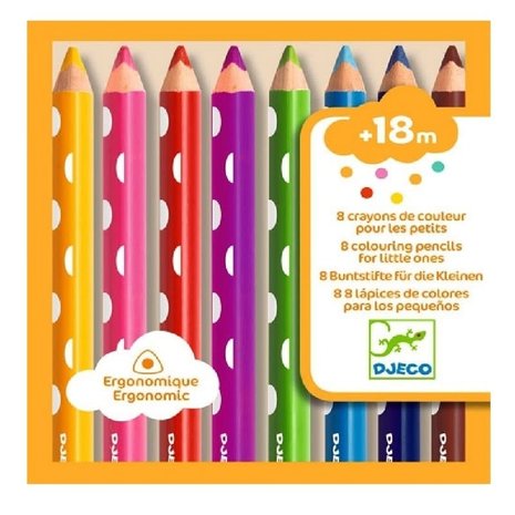 Djeco Djeco | Ergonomische kleurpotloden 8 stuks Djeco Djeco | Ergonomische kleurpotloden 8 stuks