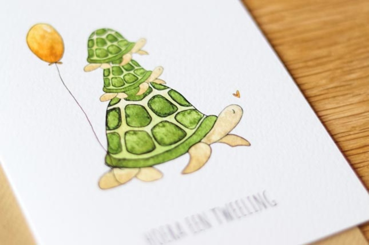Juulz Juulz | Kaart | Hoera een tweeling schildpad