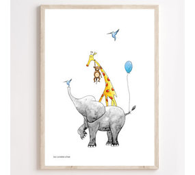 Juulz Juulz : Poster stapeldieren blauw Juulz Juulz : Poster stapeldieren blauw