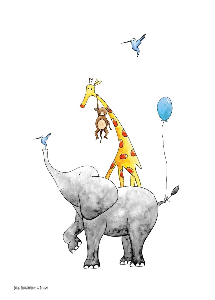 Juulz Juulz : Poster stapeldieren blauw