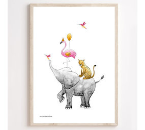 Juulz Juulz : Poster stapeldieren roze Juulz Juulz : Poster stapeldieren roze