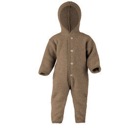 Engel Engel Natur: Hooded overall with wooden buttons Walnut Melange Engel Engel Natur: Hooded overall with wooden buttons Walnut Melange