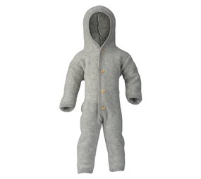 Engel Engel | Hooded overall with wooden buttons | Light grey melange