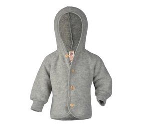 Engel Engel | Hooded jacket with wooden buttons | Light grey melange