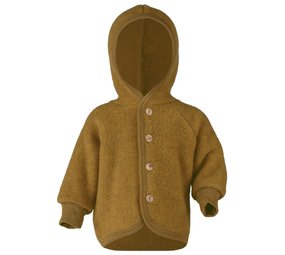 Engel Engel | Hooded jacket with wooden buttons | Saffron mélange Engel Engel | Hooded jacket with wooden buttons | Saffron mélange