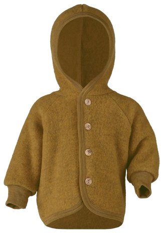 Engel Engel | Hooded jacket with wooden buttons | Saffron mélange Engel Engel | Hooded jacket with wooden buttons | Saffron mélange