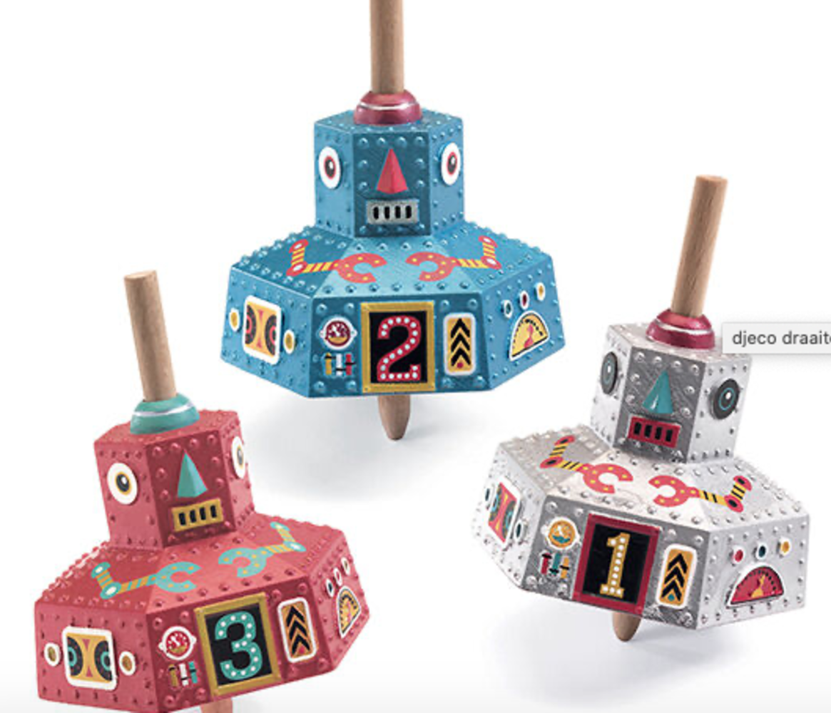 Djeco Djeco - Draaitol robot in 3 kleuren Djeco Djeco - Draaitol robot in 3 kleuren