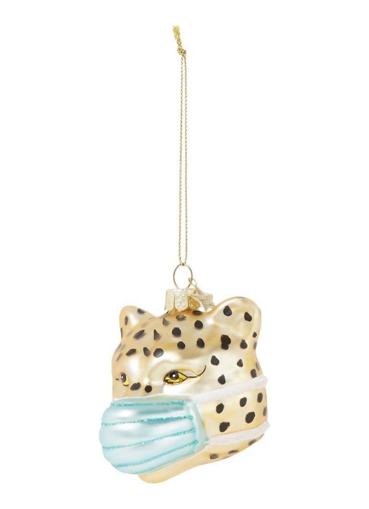 Vondels Vondels:  Vondels Gold Panther Face Mask kersthanger 7,5 cm Vondels Vondels:  Vondels Gold Panther Face Mask kersthanger 7,5 cm